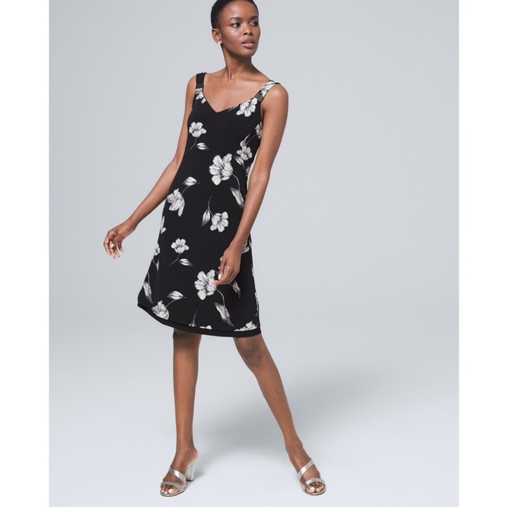 WHITE HOUSE BLACK MARKET NWT Sleeveless Floral Reversible Tank Dress L - Picture 12 of 12